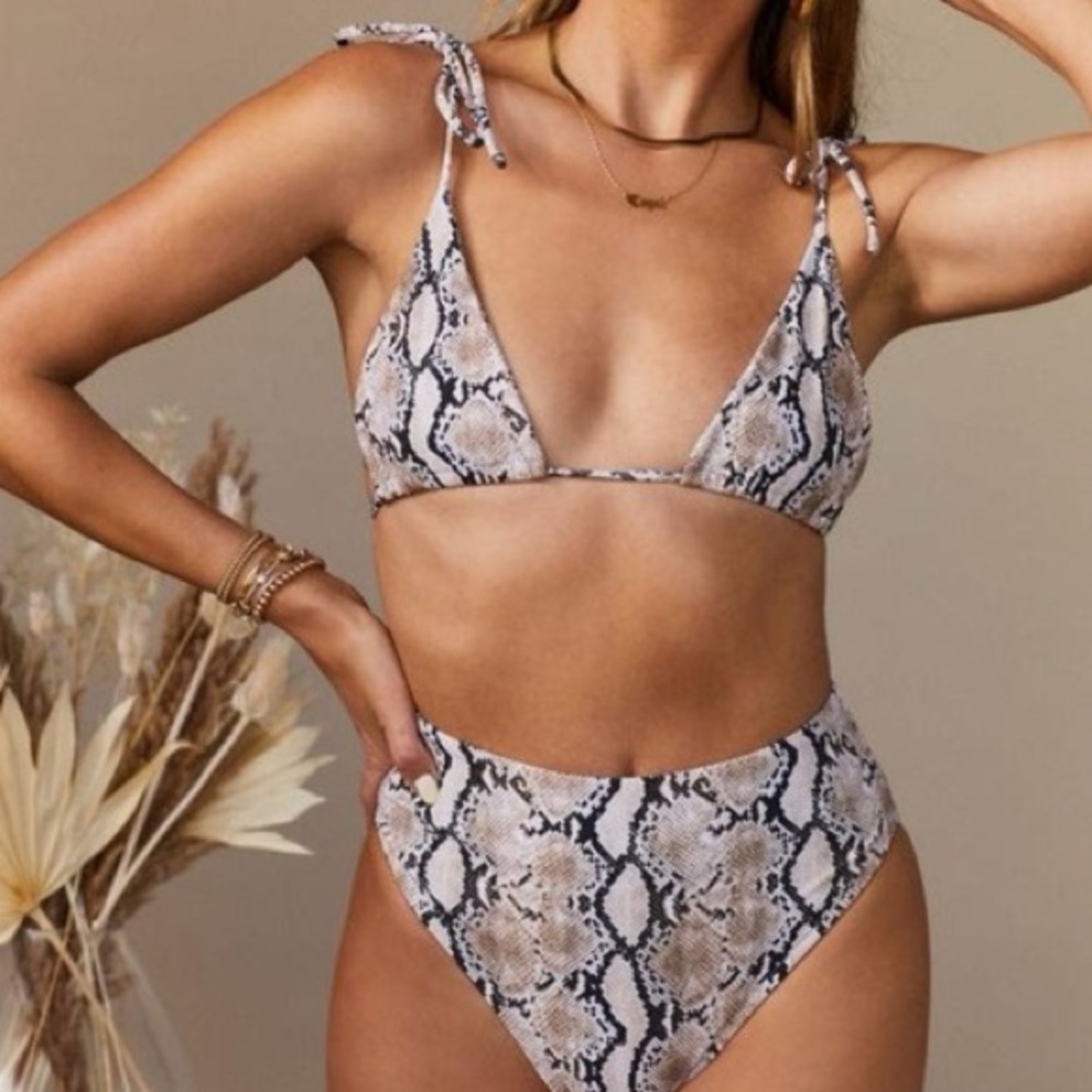 Tan + Lines Python Print Bikini - image 1